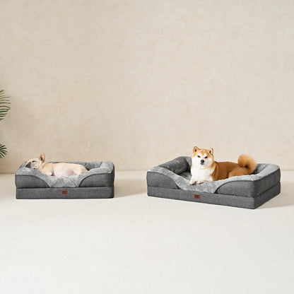 EHEYCIGA Orthopädisches Hundebett für grosse Hunde, Memory Foam, Grau