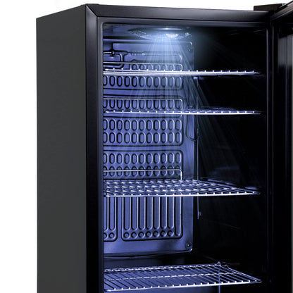 CUBES Getränkekühlschrank 90L Flaschenkühlschrank mit Glastür – Schwarz