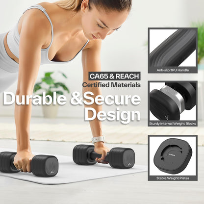 Sportneer Verstellbare Hanteln Set, 4-in-1 Kurzhanteln je 1–2,5 kg