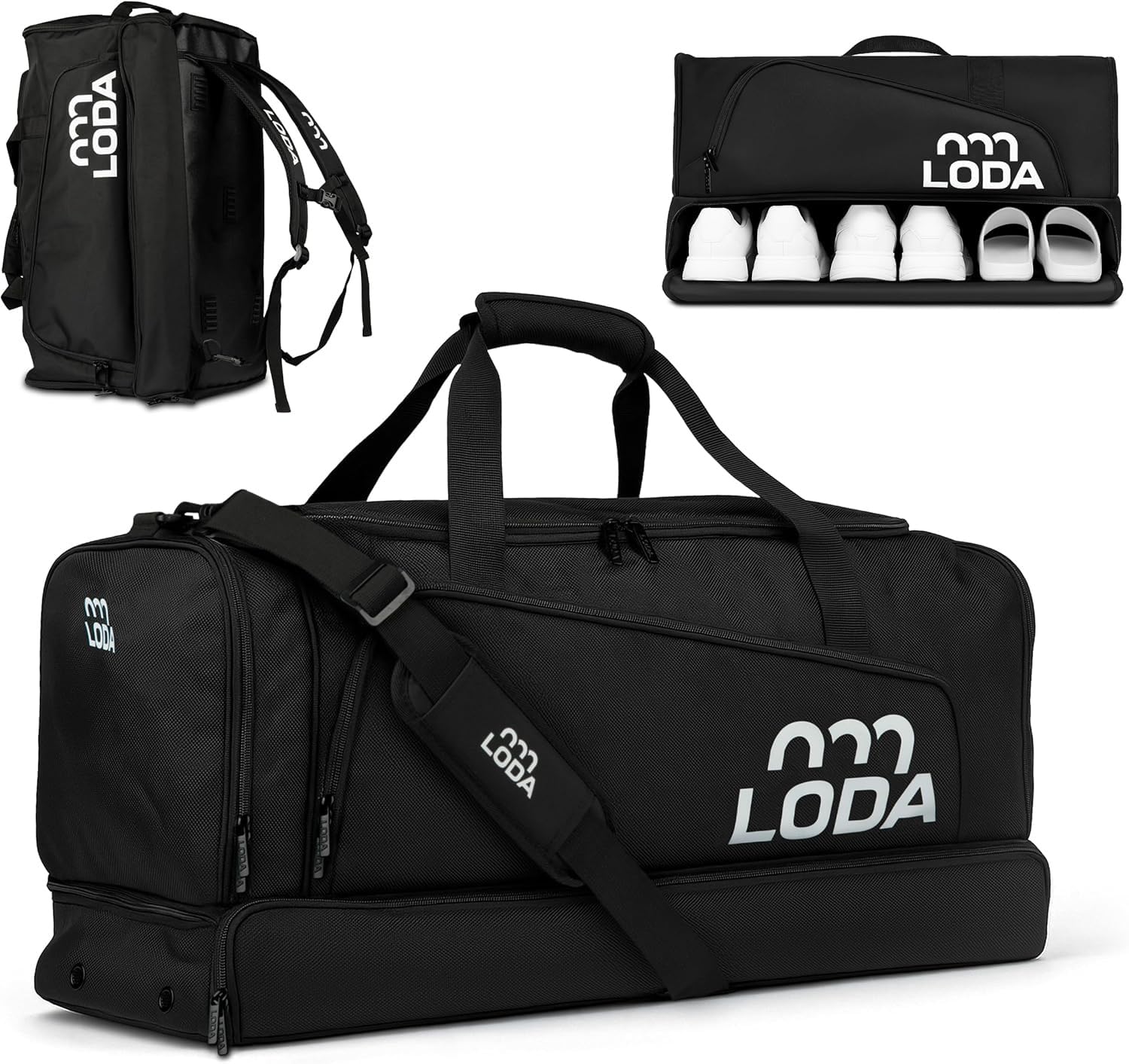 LODA Team Sporttasche 68L mit Schuhfach, Nassfach & Rucksackfunktion