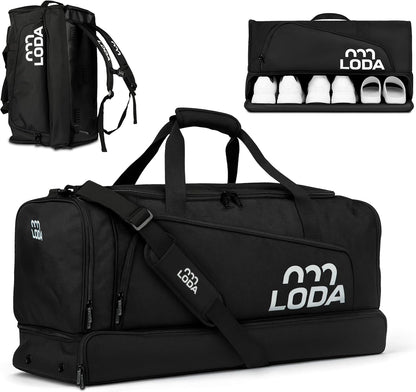 LODA Team Sporttasche 68L mit Schuhfach, Nassfach & Rucksackfunktion