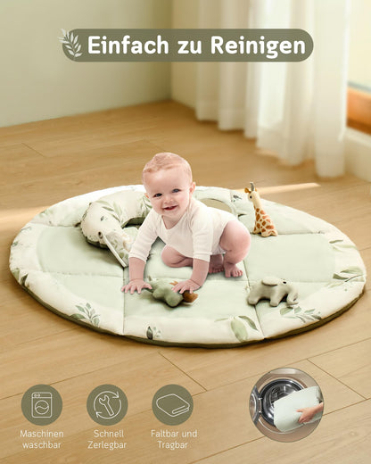 Fortella Baby Spielbogen mit Krabbeldecke & Sensorik – Salbeigrün