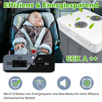 UISEBRT Elektrische Kühlbox 48 Liter mit Rollen, 12 V/220 V, grau