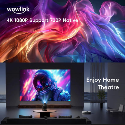 Wowlink W210 Mini Beamer tragbar mit WiFi 6 und Bluetooth, Schwarz