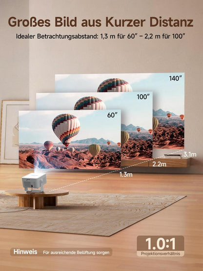 Magcubic Mini Beamer 4K 8K Unterstützt, [Android 14 & 800 ANSI] Smart Projektor Native 1080P mit WiFi 6, BT 5.4, Autofokus, Automatische Trapezkorrektur,180° Dreh,15W Lautsprecher, Projector HY450Max