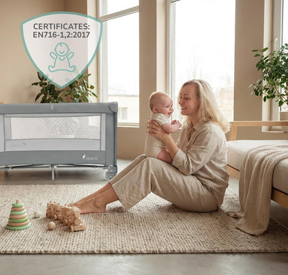 SEVERNO Honey Bunny Baby-Reisebett, faltbar, mit Matratze und Rollen