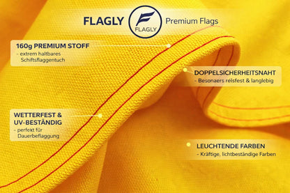 FLAGLY Deutschland Flagge 100x150 cm mit Ösen aus Schiffsflaggentuch