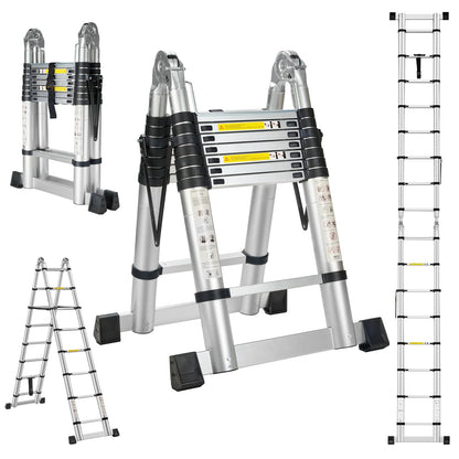 STANEW 5M Alu Teleskop-Klappleiter Multifunktionsleiter – Silber