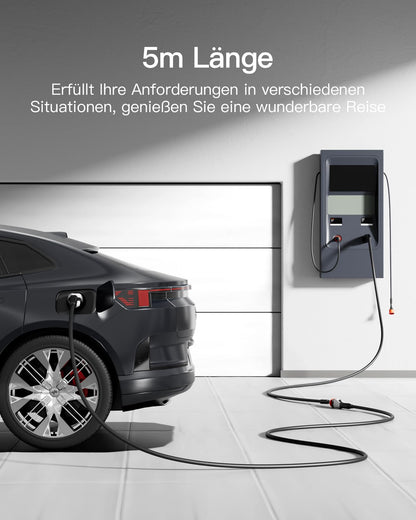 tomons Typ 2 Ladekabel 22 kW, 5 m, 32 A, 3-phasig für EV/PHEV