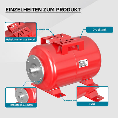 Wiltec Ausdehnungsgefäss 24 Liter, Membrankessel mit EPDM-Membran