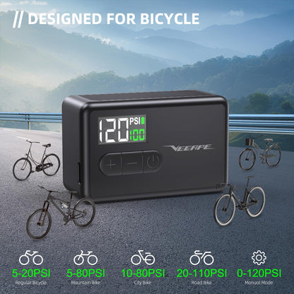 VEEAPE Tiny Pump elektrische Mini Fahrradluftpumpe 120 PSI