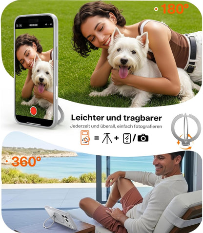 TORRAS Ostand Q3 Spin Hülle für iPhone 17 Pro mit Ständer, Silbergrau