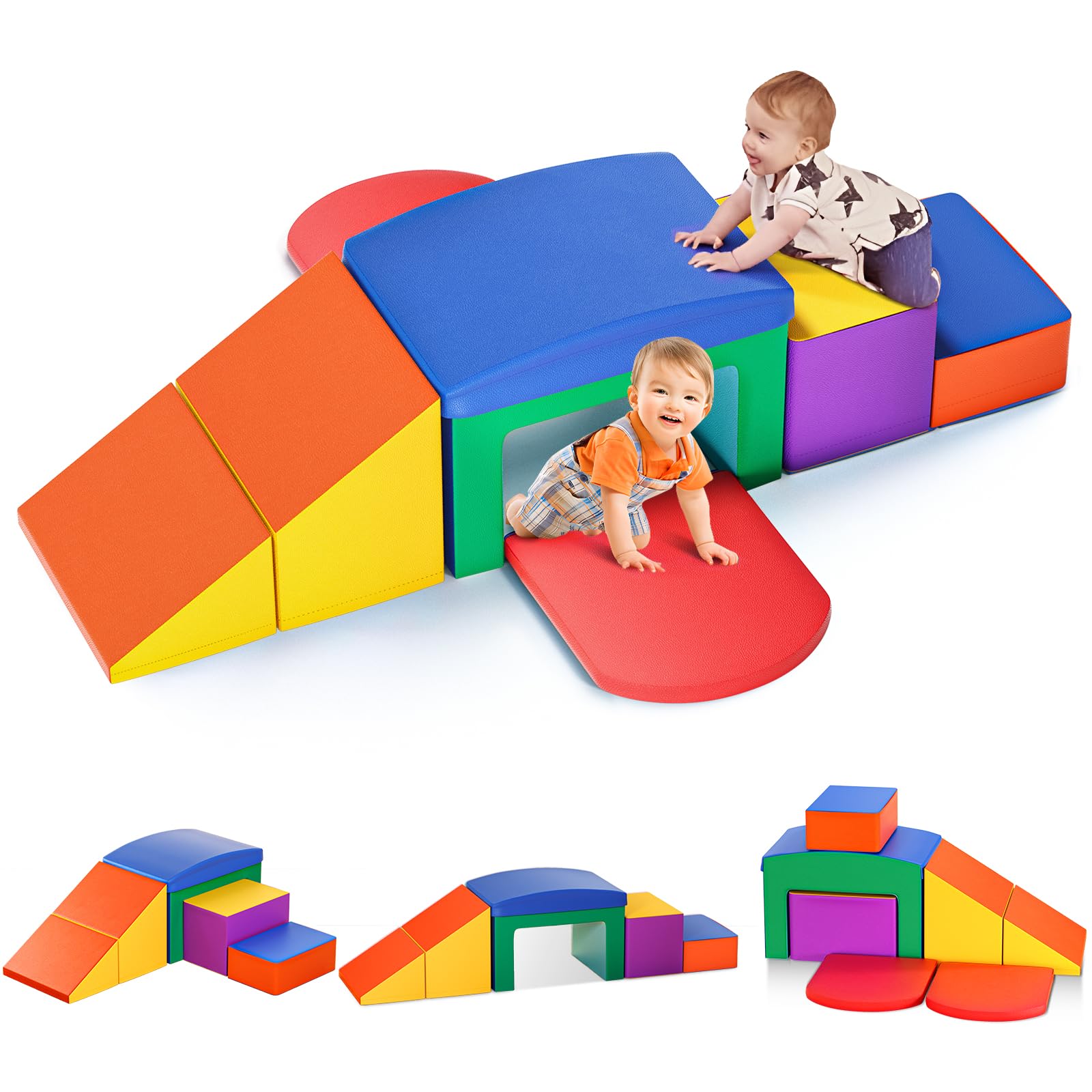 Lischwert Riesenbausteine Schloss Set 6-teilig – Mehrfarbig. Sechs mehrfarbige Quaderbausteine für den Bau eines Kinderschlosses.