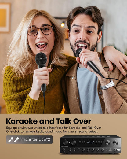 Donner Premium 4-Kanal Stereo Verstärker 1000W - Bluetooth Heimkino