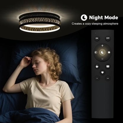 Yuanfenghua LED Deckenleuchte Rund Dimmbar Schwarz Ø50cm