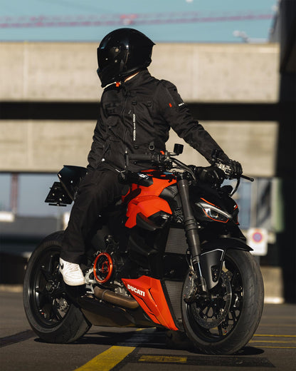RIDEIRON Motorradjacke Herren Allwetter Schutz - Schwarz S
