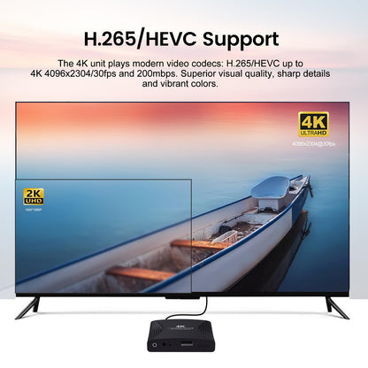 ZUMKUNM Digitaler Multimedia Player 4K Ultra HD für USB-Geräte und microSD-Karten mit HDMI 4K und analogem AV, digitales Signal, automatische Wiedergabe, Reset- und Looping, H-Filme