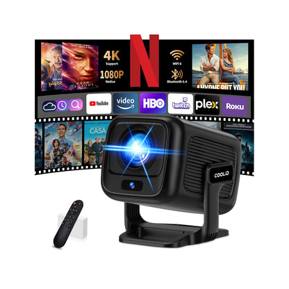 Coolid C3 Mini Beamer Full HD 1080P mit WiFi 6 und Bluetooth 5.4 in Schwarz, tragbares Design