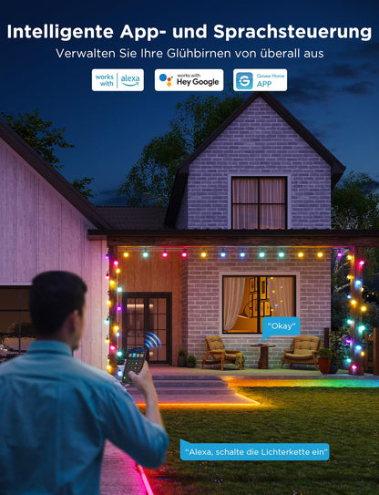 Govee Aussen 2 LED Lichterkette – RGBICW Dimmbar 15M