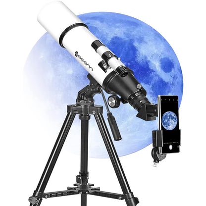 EACONN AU-80 Astronomie-Teleskop, 80mm Refraktor mit Stativ, Weiss