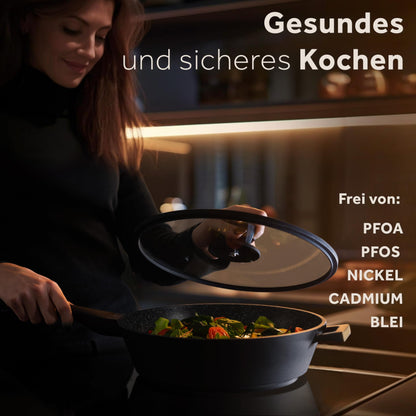 ZWIEGER Schmorpfanne Aluguss 28cm mit Deckel – Antihaft Induktion