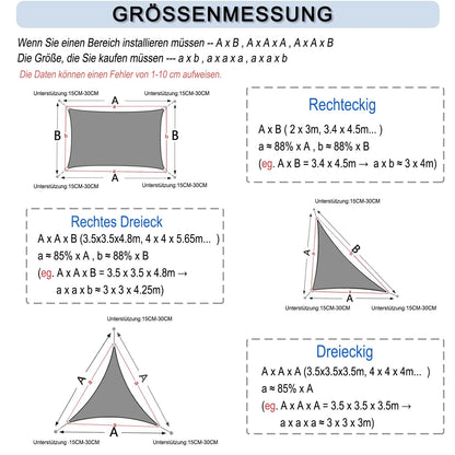 Sunnylaxx Sonnensegel 4x5 m rechteckig wasserdicht Anthrazit