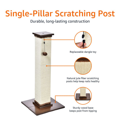 Amazon Basics Hoher Katzenkratzbaum gross - Holz, 89cm Höhe