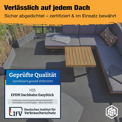 HSS EPDM Dachfolie Selbstklebend KSK Dachbahn - 5m² Schwarz