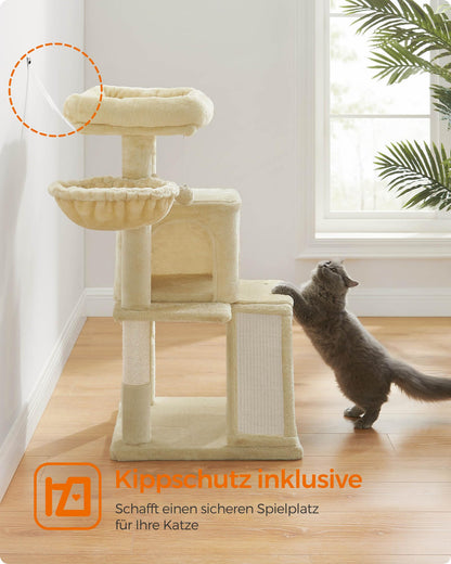 Feandrea Kratzbaum PCT51M, 96 cm, Katzenbaum mit Hängematte, beige