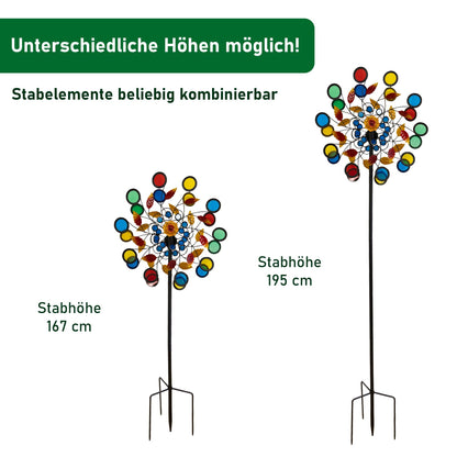 Lemodo Windrad Garten Metall NA200, Windspiel Kupferoptik, 221 cm