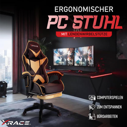 xRace Gaming Stuhl Ergonomischer Bürostuhl - Gold