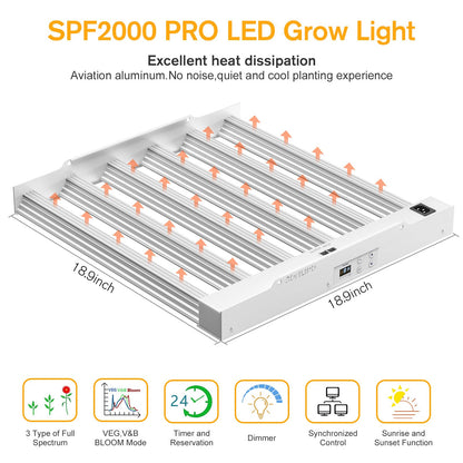 SPF2000 PRO 200W LED Pflanzenlampe - Vollspektrum Grow