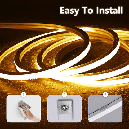 SUCIKORIO Neon LED Streifen 10m warmweiss 3000K IP65 Silikon 230V