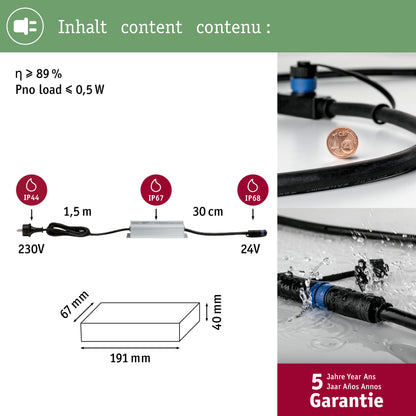 Paulmann Plug & Shine Netzteil 98850 IP44 230/24V DC silber