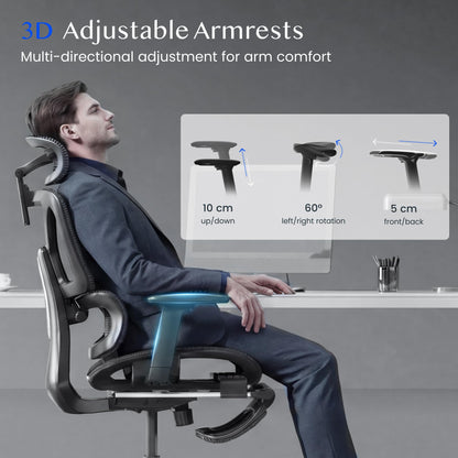 FLEXISPOT ErgoX Ergonomischer Bürostuhl mit Fussstütze, Dunkelgrau