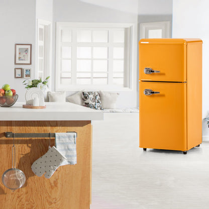 Merax Retro-Kühlschrank Gefrierkombination 60L - Gelb