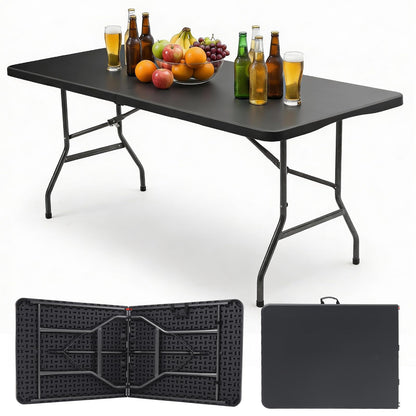 Sekey Klapptisch 152 x 70 cm, Buffettisch aus Kunststoff, schwarz