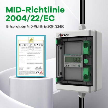 AIFIZO Mobiler Digitaler CEE Stromzähler 3 Phasen 16A mit Reset 2m