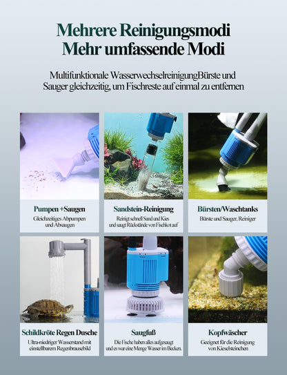 boxtech Aquarium Kiesreiniger elektrisch, 6-in-1 Wasserwechsler 28W