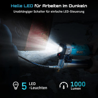 Seesii Akku Fettpresse 2-in-1 Set, 12000 PSI, 2 Akkus 2,0 Ah