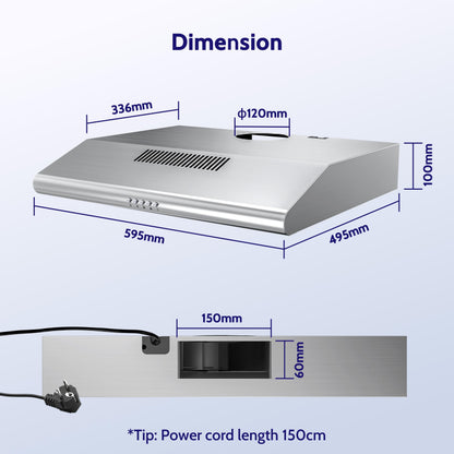 FIREGAS Dunstabzugshaube 60cm - Edelstahl Umluft/Abluft