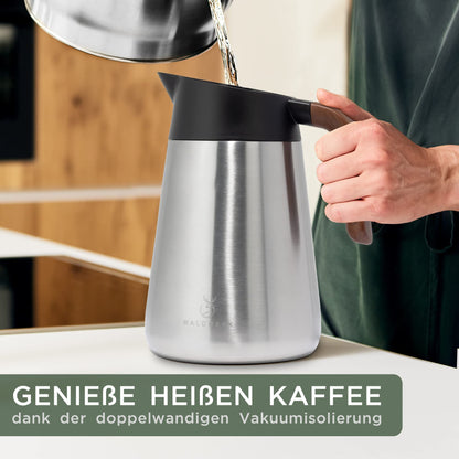 WALDWERK Thermoskanne 1,5 L – doppelwandige Edelstahl-Isolierkanne
