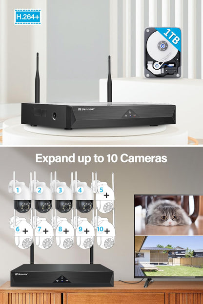 Jennov 5MP PTZ WLAN Aussen Überwachungskamera Set - 4 Kameras
