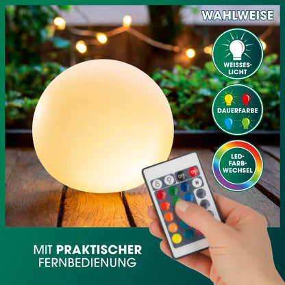 EASYmaxx LED Solarleuchte Kugel 2er-Set mit Farbwechsel, 30 cm