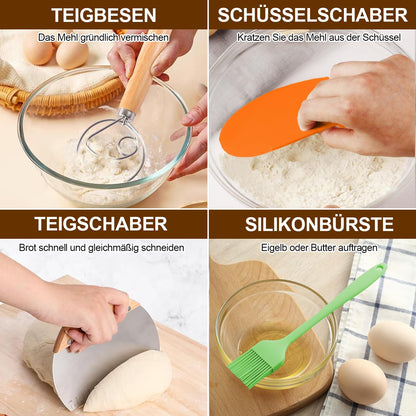 RIZENCE Sauerteig Starter Set mit Gärkörbchen, Brotbackzubehör