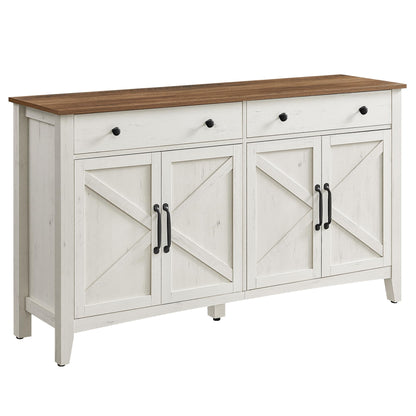 VASAGLE BBK381W02 Küchenschrank Landhausstil vintageweiss-honigbraun. Rechteckiger Korpus zur Aufbewahrung von Küchenutensilien.