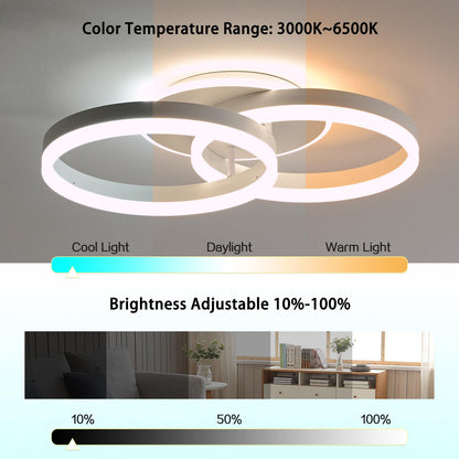 Amdelne Smart LED Deckenleuchte 2-Ringe dimmbar mit Fernbedienung