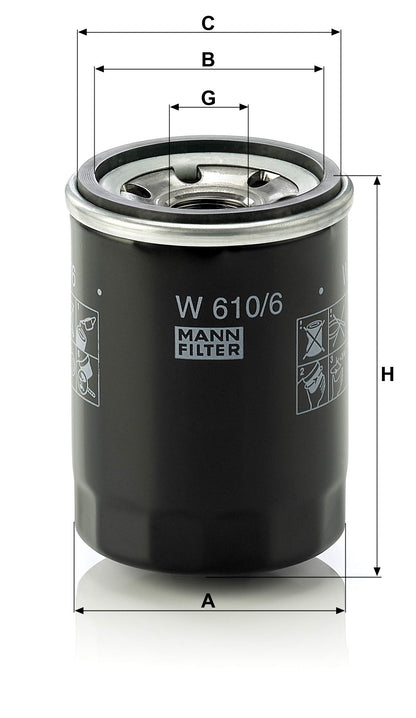 MANN-FILTER W 610/6 Ölfilter für PKW und Nutzfahrzeuge – 5er Pack