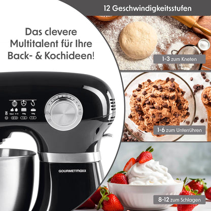 GOURMETmaxx Küchenmaschine & Rührgerät – elektrisch, Schwarz