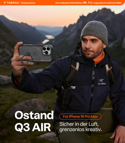 TORRAS Ostand Q3 Air Hülle für iPhone 16 Pro Max, MagSafe, Schwarz